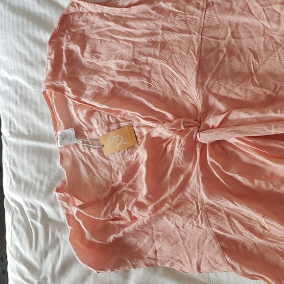 Kona Sol Twist-Front Midi Cover Up Dress in Pink Size L - Picture 4 of 10